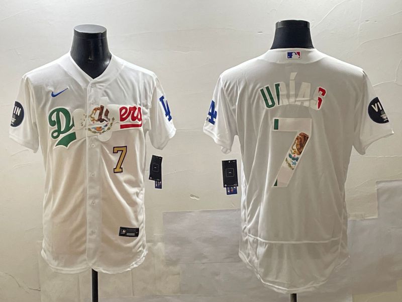 Men Los Angeles Dodgers #7 Urias White Mexico Elite 2025 Nike MLB Jersey style 8